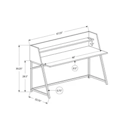 Monarch Computer desk - small hutch / 1 shelf / trapezoid-shaped legs - 48"l - dark t - Dark Taupe Online