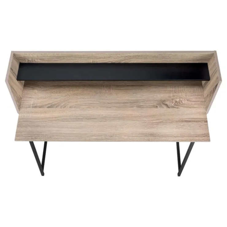 Monarch Computer desk - small hutch / 1 shelf / trapezoid-shaped legs - 48"l - dark t - Dark Taupe Online