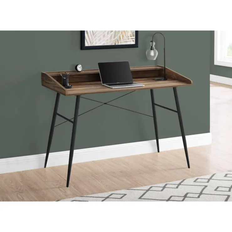 Monarch Computer desk - small hutch / 2 storage cubbies / 1 shelf - 48"l - recl - Brown Hot