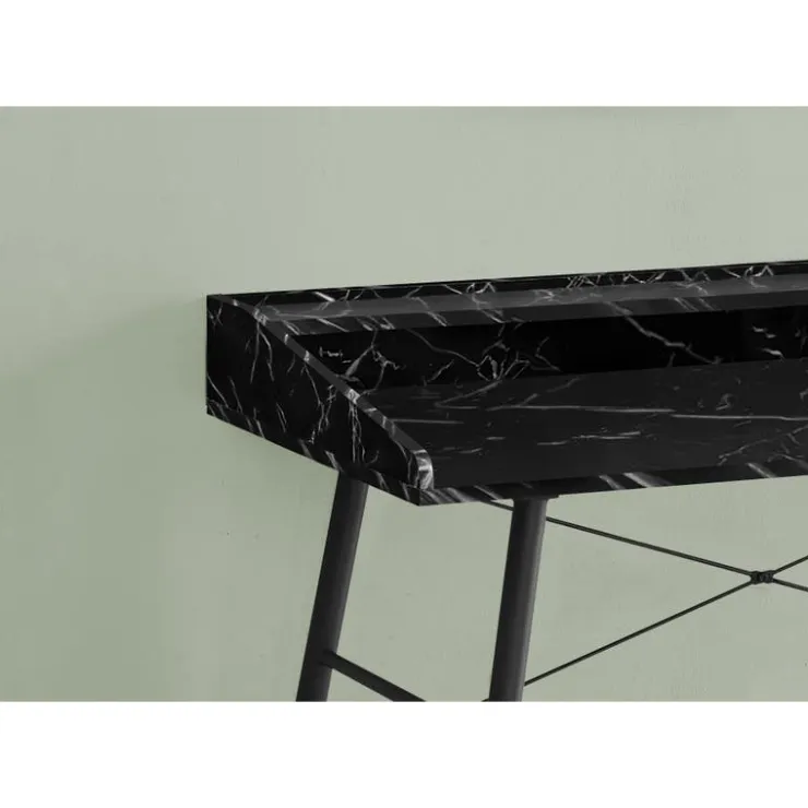 Monarch Computer desk - small hutch / 2 storage cubbies / 1 shelf - 48"l - marb - Black Clearance