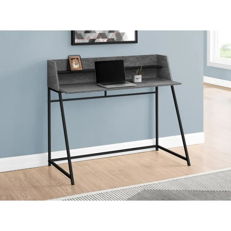 Monarch Computer desk - small hutch / 1 shelf / trapezoid-shaped legs - 48"l - s - Grey Discount
