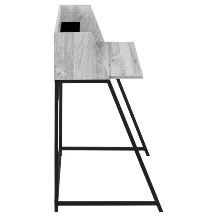 Monarch Computer desk - small hutch / 1 shelf / trapezoid-shaped legs - 48"l - w - Grey Hot