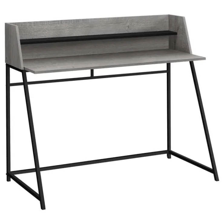 Monarch Computer desk - small hutch / 1 shelf / trapezoid-shaped legs - 48"l - w - Grey Hot