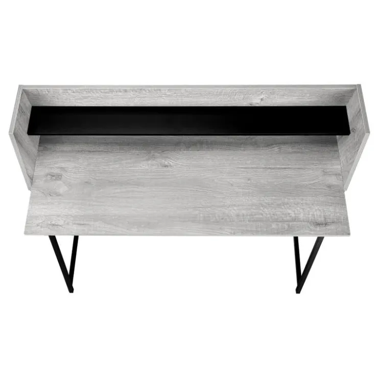 Monarch Computer desk - small hutch / 1 shelf / trapezoid-shaped legs - 48"l - w - Grey Hot