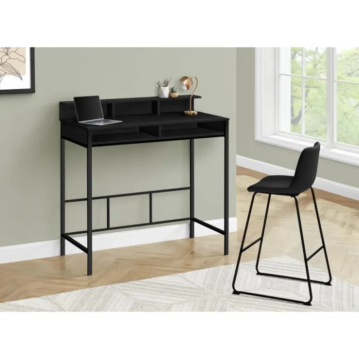 Monarch Computer desk - standing height / hutch / 2 open shelves - 48"l - / bla - Black Discount