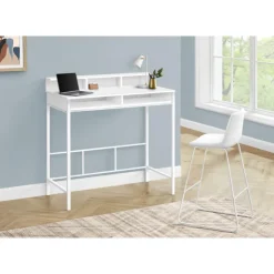 Monarch Computer desk - standing height / hutch / 2 open shelves - 48"l - / whi - White Best