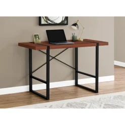 Monarch Computer desk - thick-panel desktop / inset metal legs - 48"l - wood-l - Cherry