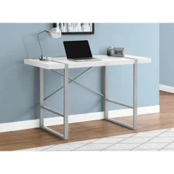 Monarch Computer desk - thick-panel desktop / inset metal legs - 48"l - / silve - White New