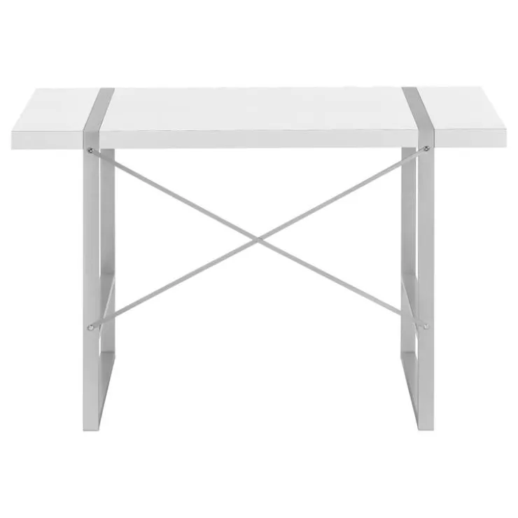 Monarch Computer desk - thick-panel desktop / inset metal legs - 48"l - / silve - White New