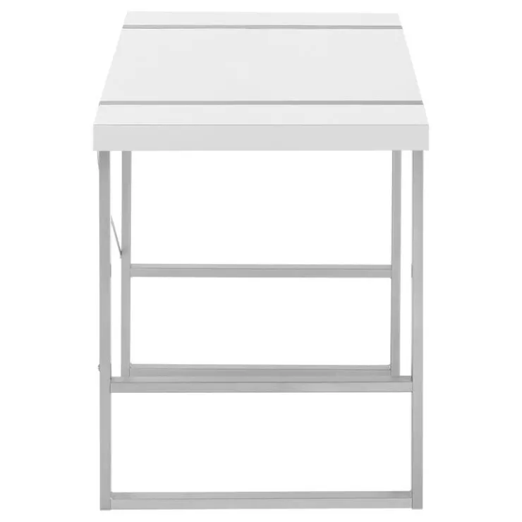 Monarch Computer desk - thick-panel desktop / inset metal legs - 48"l - / silve - White New