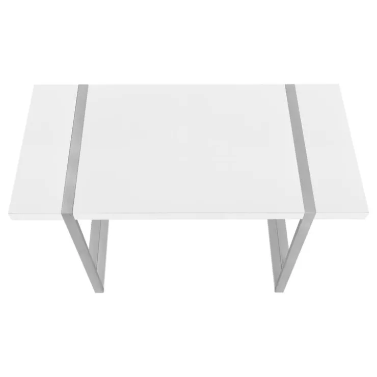 Monarch Computer desk - thick-panel desktop / inset metal legs - 48"l - / silve - White New