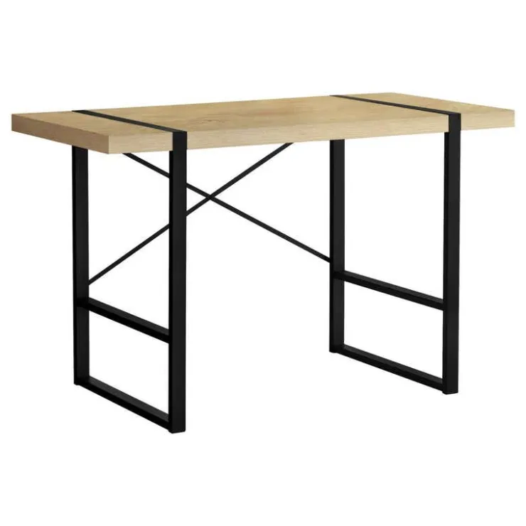 Monarch Computer desk - thick-panel desktop / inset metal legs - 48"l - wood- - Natural Discount