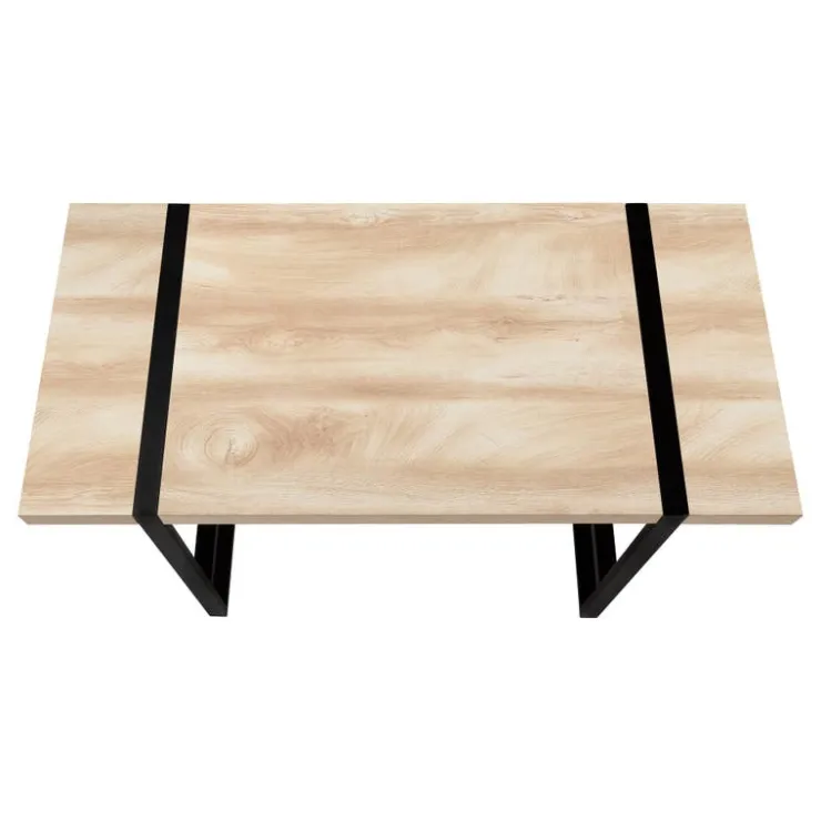 Monarch Computer desk - thick-panel desktop / inset metal legs - 48"l - wood- - Natural Discount