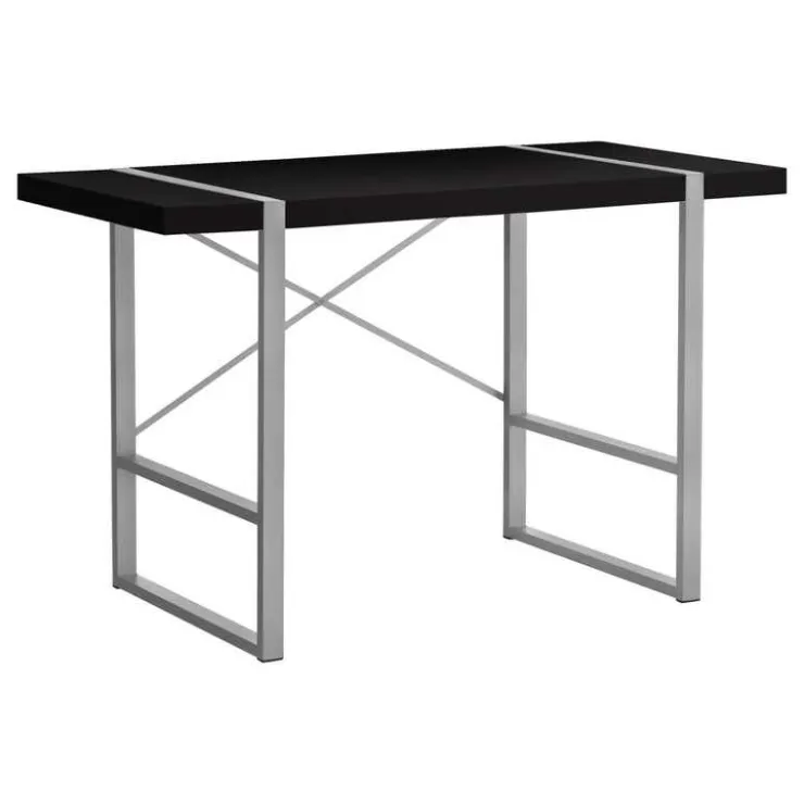 Monarch Computer desk - thick-panel desktop / inset metal legs - 48"l - / silve - Black Online