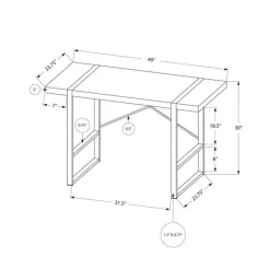 Monarch Computer desk - thick-panel desktop / inset metal legs - 48"l - modern / - Grey