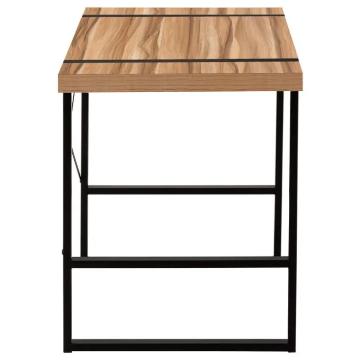 Monarch Computer desk - thick-panel desktop / inset metal legs - 48"l - light reclaim - Black Hot