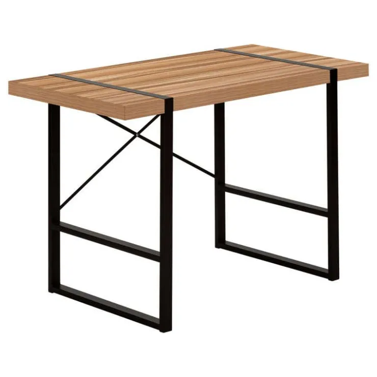 Monarch Computer desk - thick-panel desktop / inset metal legs - 48"l - light reclaim - Black Hot