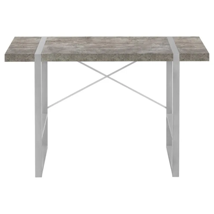 Monarch Computer desk - thick-panel desktop / inset metal legs - 48"l - concrete - Grey Clearance