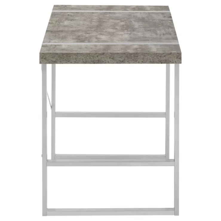 Monarch Computer desk - thick-panel desktop / inset metal legs - 48"l - concrete - Grey Clearance