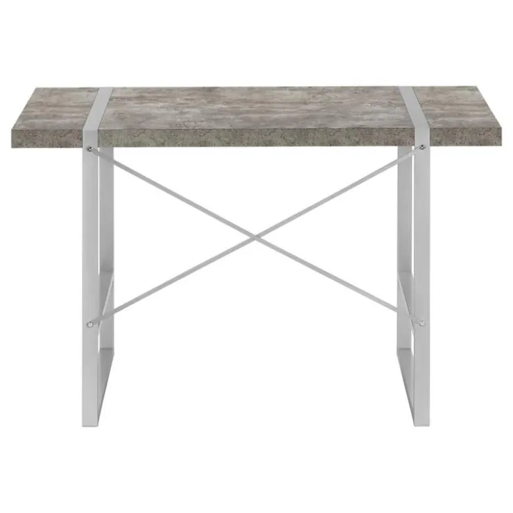Monarch Computer desk - thick-panel desktop / inset metal legs - 48"l - concrete - Grey Clearance