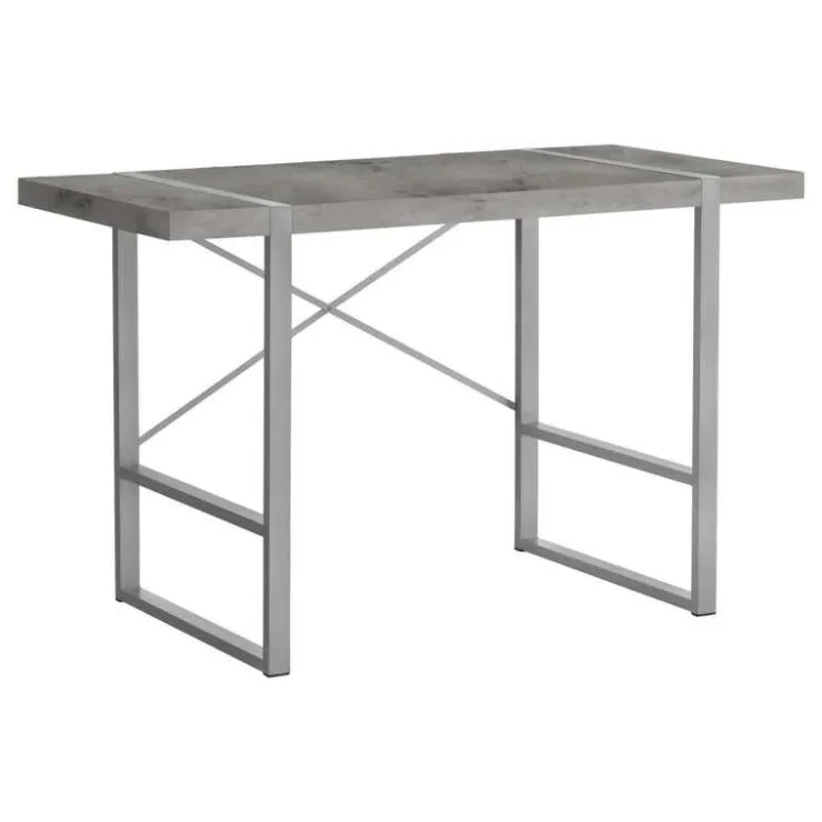 Monarch Computer desk - thick-panel desktop / inset metal legs - 48"l - concrete - Grey Clearance