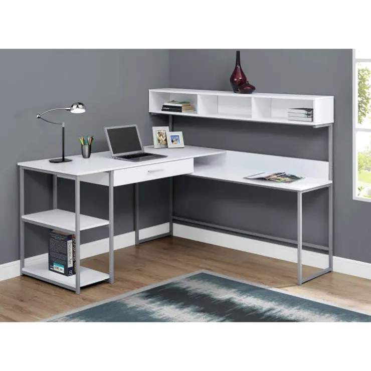 Monarch Computer desk - / silver metal corner - White Online