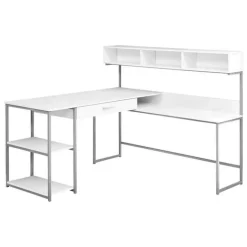 Monarch Computer desk - / silver metal corner - White Online