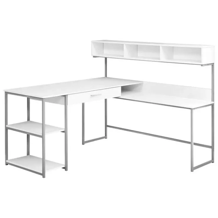 Monarch Computer desk - / silver metal corner - White Online