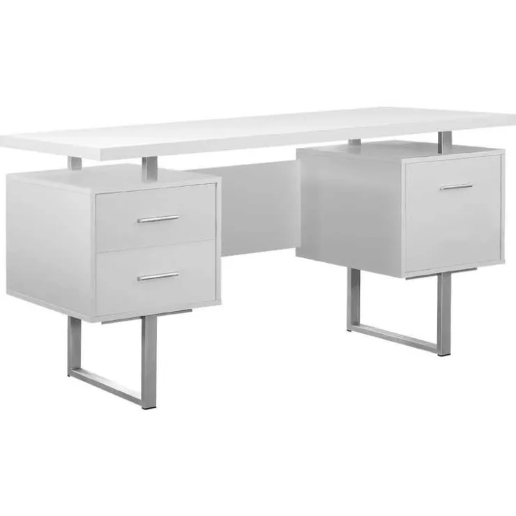 Monarch Computer desk / and silver metal - White Outlet