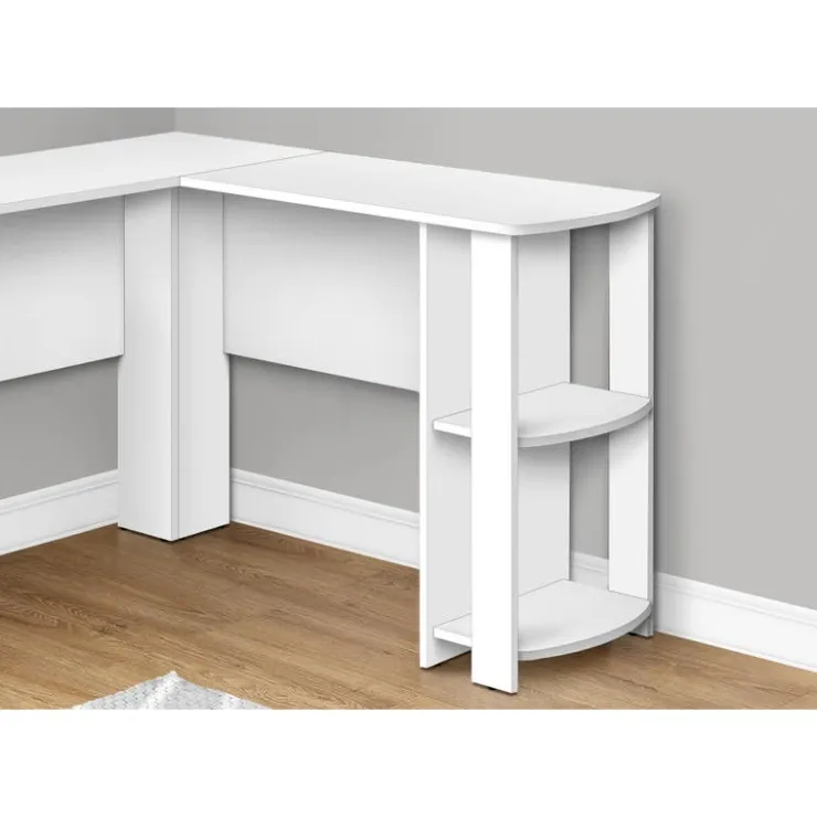Monarch Computer desk - l-shaped corner / 2 shelves - White Sale