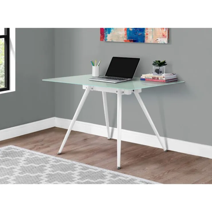 Monarch Computer desk - 28"x 48" / / 8mm tempered glass - White Discount