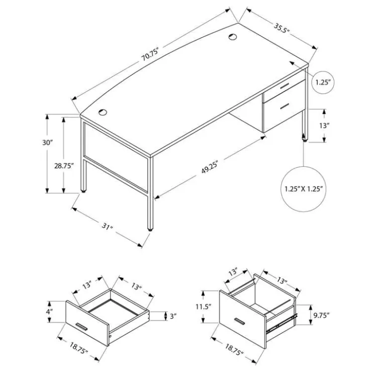 Monarch Computer desk 72"l - Grey Hot