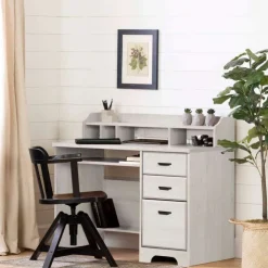 Meubles South Shore Computer Desk with Hutch - South Shore WINTER OAK