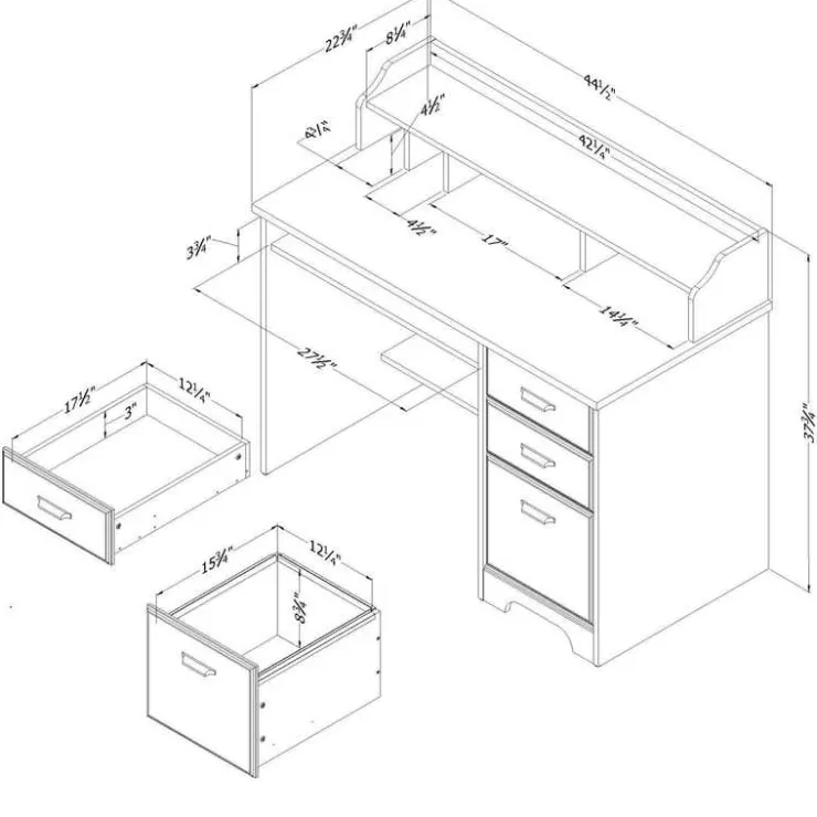 Meubles South Shore Computer Desk with Hutch - South Shore WINTER OAK