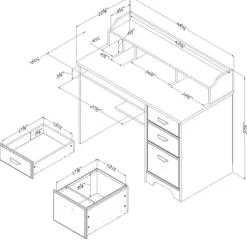 Meubles South Shore Computer Desk with Hutch - South Shore GRAY MAPLE Hot