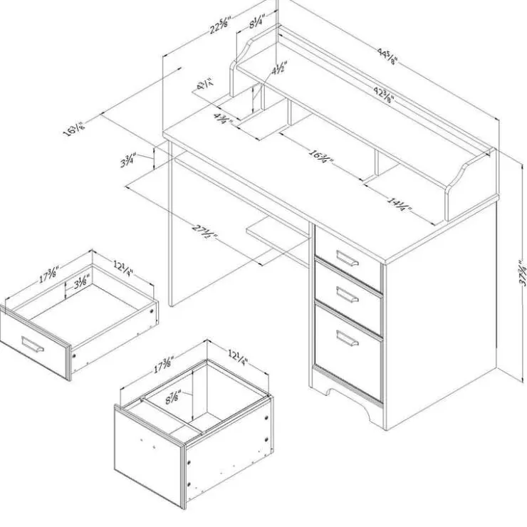 Meubles South Shore Computer Desk with Hutch - South Shore GRAY MAPLE Hot
