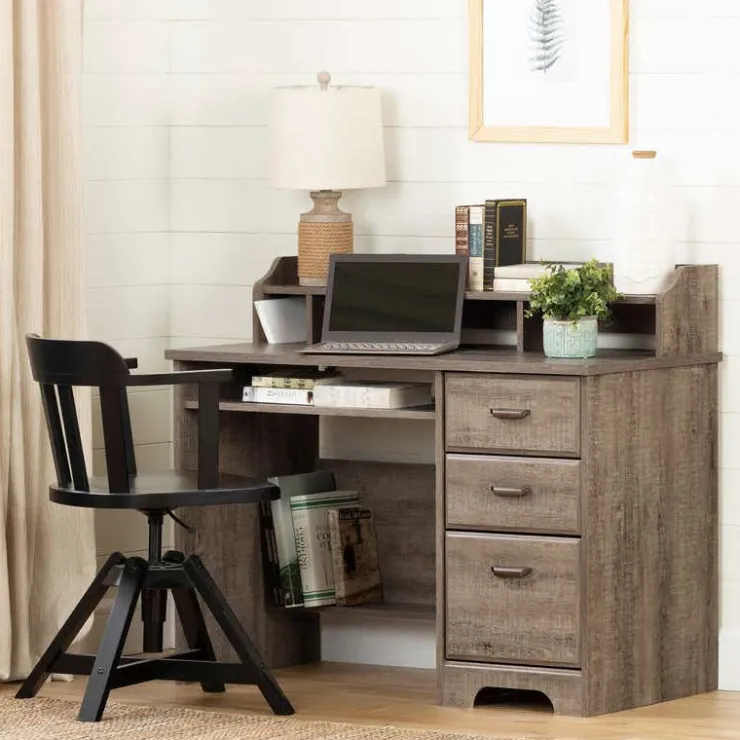 Meubles South Shore Computer Desk with Hutch - South Shore WEATHERED OAK Hot