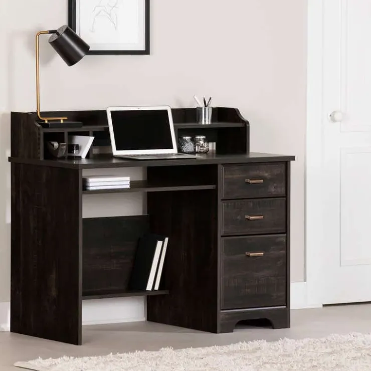 Meubles South Shore Computer Desk with Hutch - South Shore Black Sale