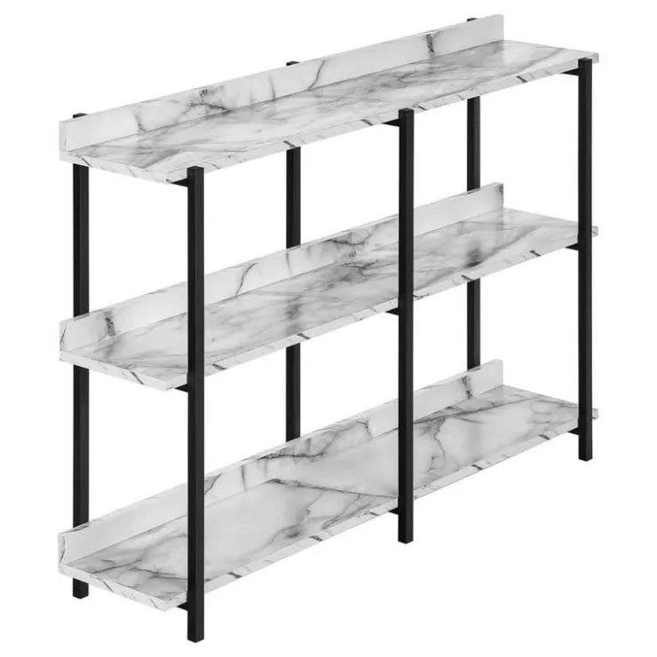 Monarch Console table - 3 tier / shelves / rectangular / metal legs - 48"l - ma - White Hot