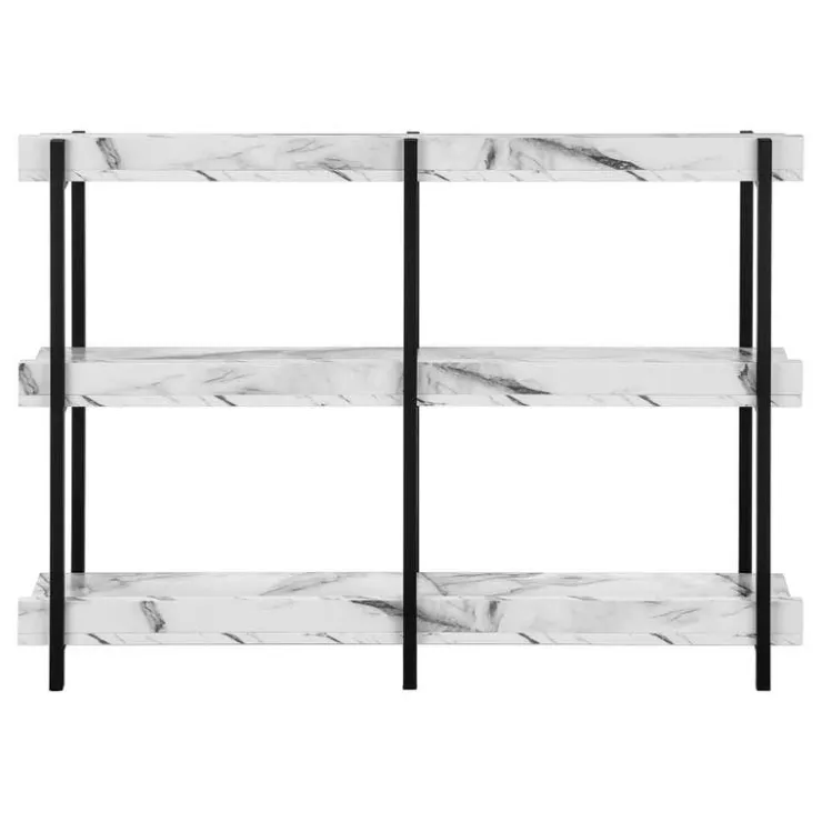 Monarch Console table - 3 tier / shelves / rectangular / metal legs - 48"l - ma - White Hot