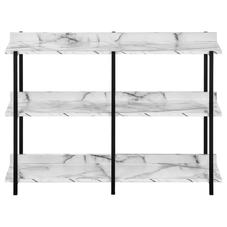 Monarch Console table - 3 tier / shelves / rectangular / metal legs - 48"l - ma - White Hot