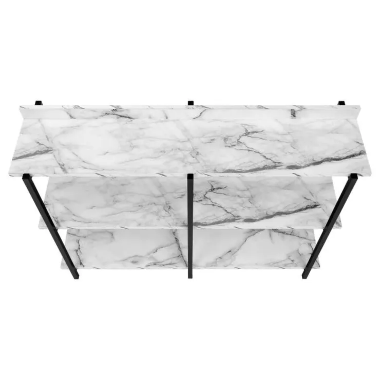 Monarch Console table - 3 tier / shelves / rectangular / metal legs - 48"l - ma - White Hot