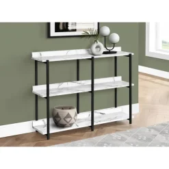 Monarch Console table - 3 tier / shelves / rectangular / metal legs - 48