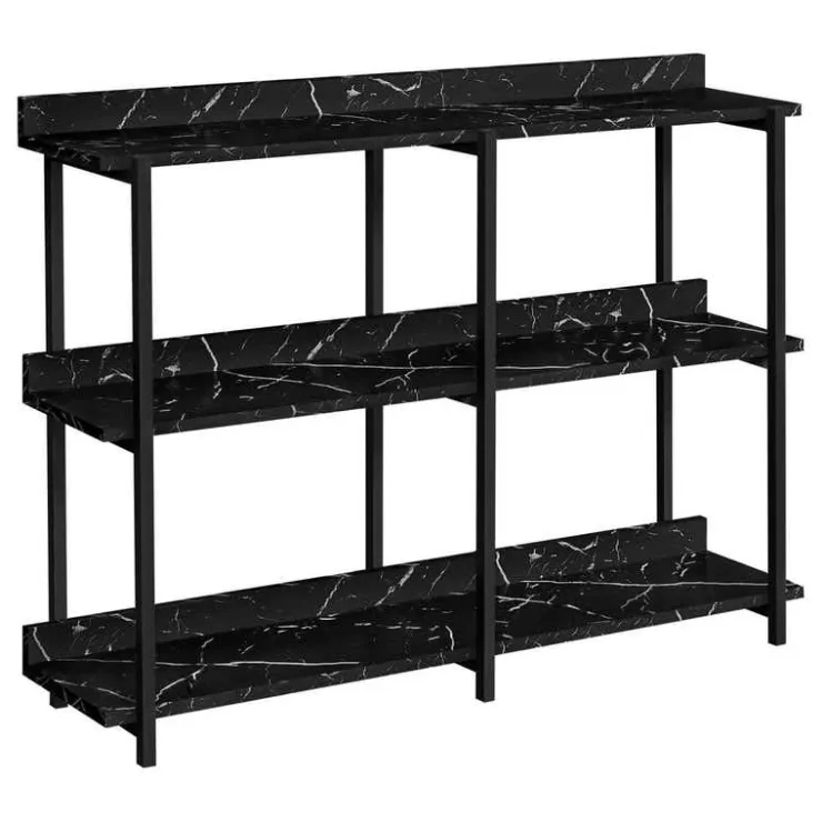 Monarch Console table - 3 tier / shelves / rectangular / metal legs - 48"l - ma - Black New