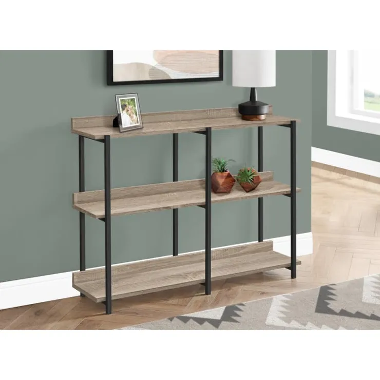 Monarch Console table - 3 tier / shelves / rectangular / metal legs - 48"l - dark tau - Dark Taupe Sale
