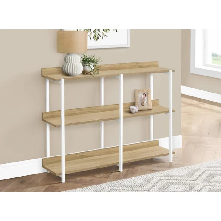 Monarch Console table - 3 tier / shelves / rectangular / metal legs - 48"l - - Natural Online