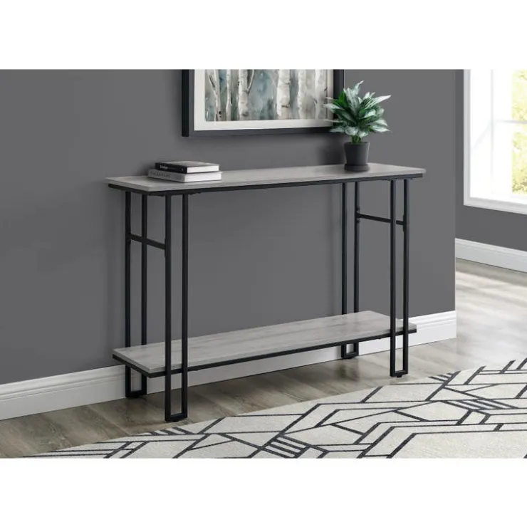 Monarch Console table - h-frame sides / 1 shelf / rectangular - 48"l - wood-look - Grey