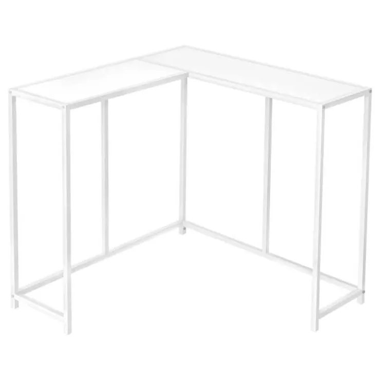 Monarch Console table - l-shaped / corner / metal frame - 36"l - - White Hot