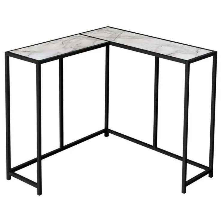 Monarch Console table - l-shaped / corner / metal frame - 36"l - marble-look / - White Discount