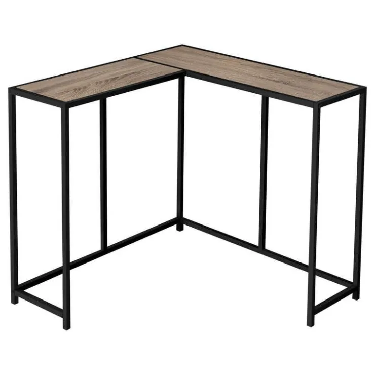 Monarch Console table - l-shaped / corner / metal frame - 36"l - wood-look - Dark Taupe